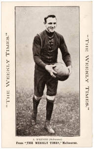 c1910 Weekly Times "Victorian Footballers Postcard" - A.McKenzie (Melbourne). G/VG.