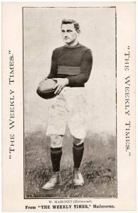 c1910 Weekly Times "Victorian Footballers Postcard" - W.Mahoney (Richmond). G/VG.