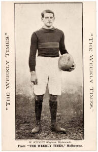 c1910 Weekly Times "Victorian Footballers Postcard" - W.Schmidt (Captain, Richmond). G/VG.