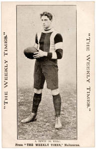 c1910 Weekly Times "Victorian Footballers Postcard" - A.Irwin (St.Kilda). G/VG.