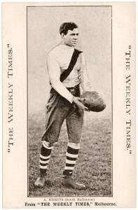 c1910 Weekly Times "Victorian Footballers Postcard" - A.Hiskins (South Melbourne). G/VG.