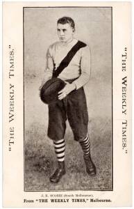 c1910 Weekly Times "Victorian Footballers Postcard" - J.R.Scobie (South Melbourne). G/VG.