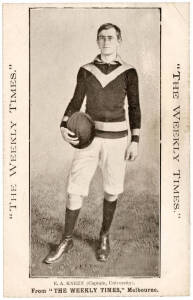 c1910 Weekly Times "Victorian Footballers Postcard" - E.A.Kneen (Captain, University). G/VG. [Played for Fitzroy 1904-06].