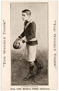 c1910 Weekly Times "Victorian Footballers Postcard" - K.McLeod (University). G/VG.