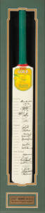 2007 BEACH CRICKET SERIES, full size Cricket Bat signed by the three teams in the inaugural series, with 24 signatures including Allan Border, Graham gooch & Richard Hadlee, mounted in display case, overall 31x110cm.